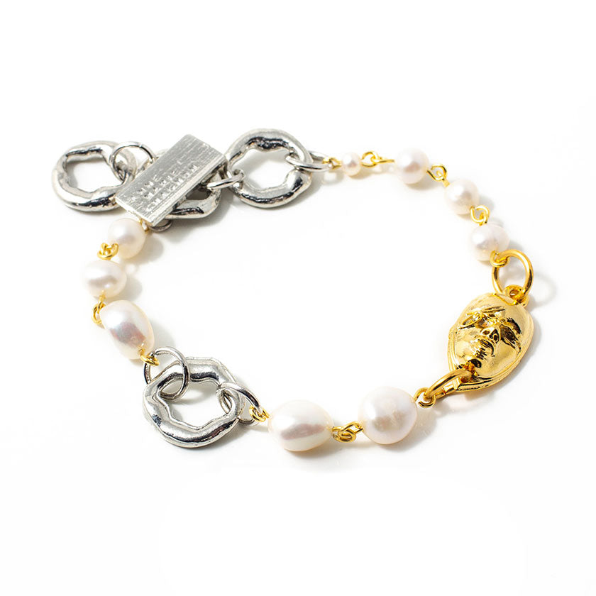 Loube Bracelet in Silver & Gold - Corail Blanc