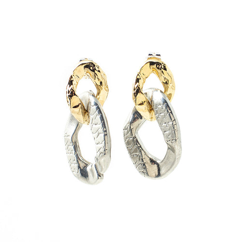 Mixi Earrings in Silver & Gold - Corail Blanc