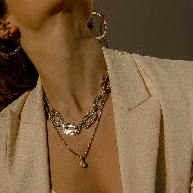 Chunky Oval Necklace - Corail Blanc
