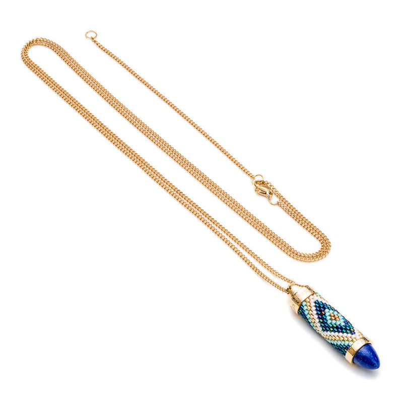 Totem Bullet Necklace in Blue - Corail Blanc