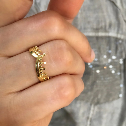 Etrusca Simple Wave Ring - Corail Blanc