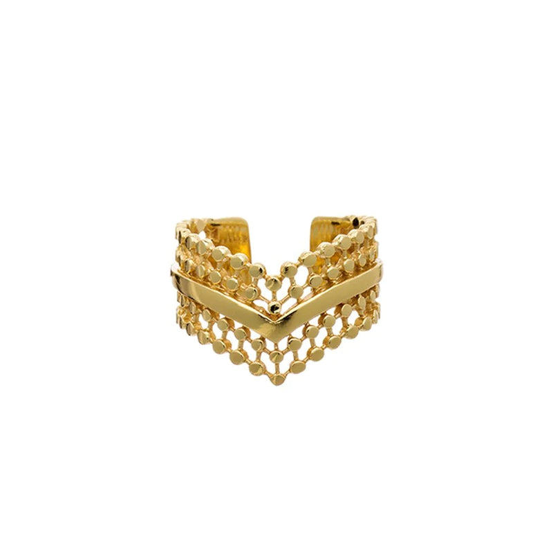 Etrusca Wide Wave Ring - Corail Blanc