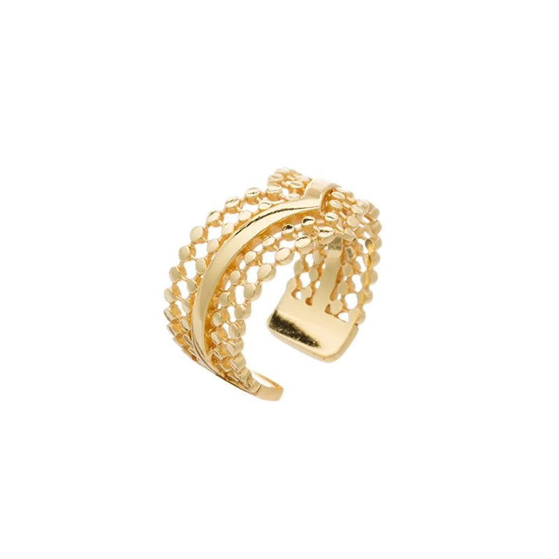 Etrusca Wide Wave Ring - Corail Blanc