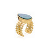 Teardrop Malachite Ring - Corail Blanc