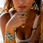 Teardrop Malachite Ring - Corail Blanc