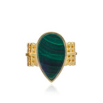Teardrop Malachite Ring - Corail Blanc
