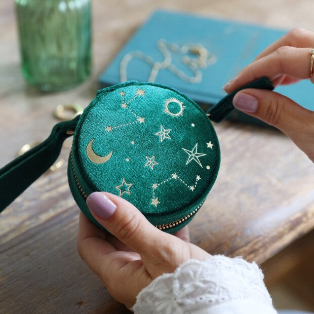 Teal Starry Night Jewelry Box - Corail Blanc