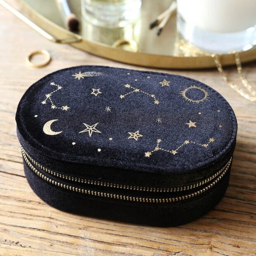 Starry Night Oval Jewelry Box in Black - Corail Blanc