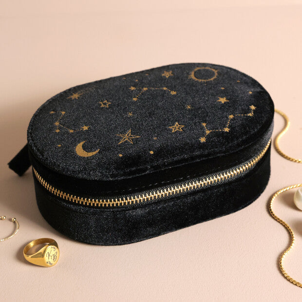 Starry Night Oval Jewelry Box in Black - Corail Blanc