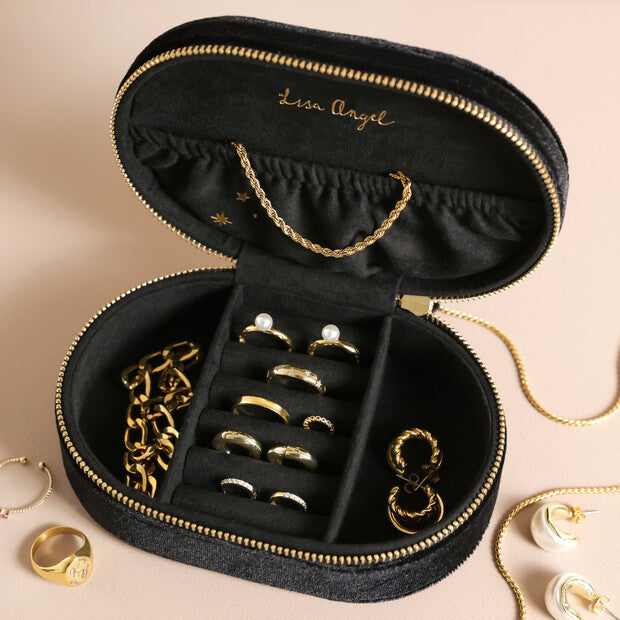 Starry Night Oval Jewelry Box in Black - Corail Blanc