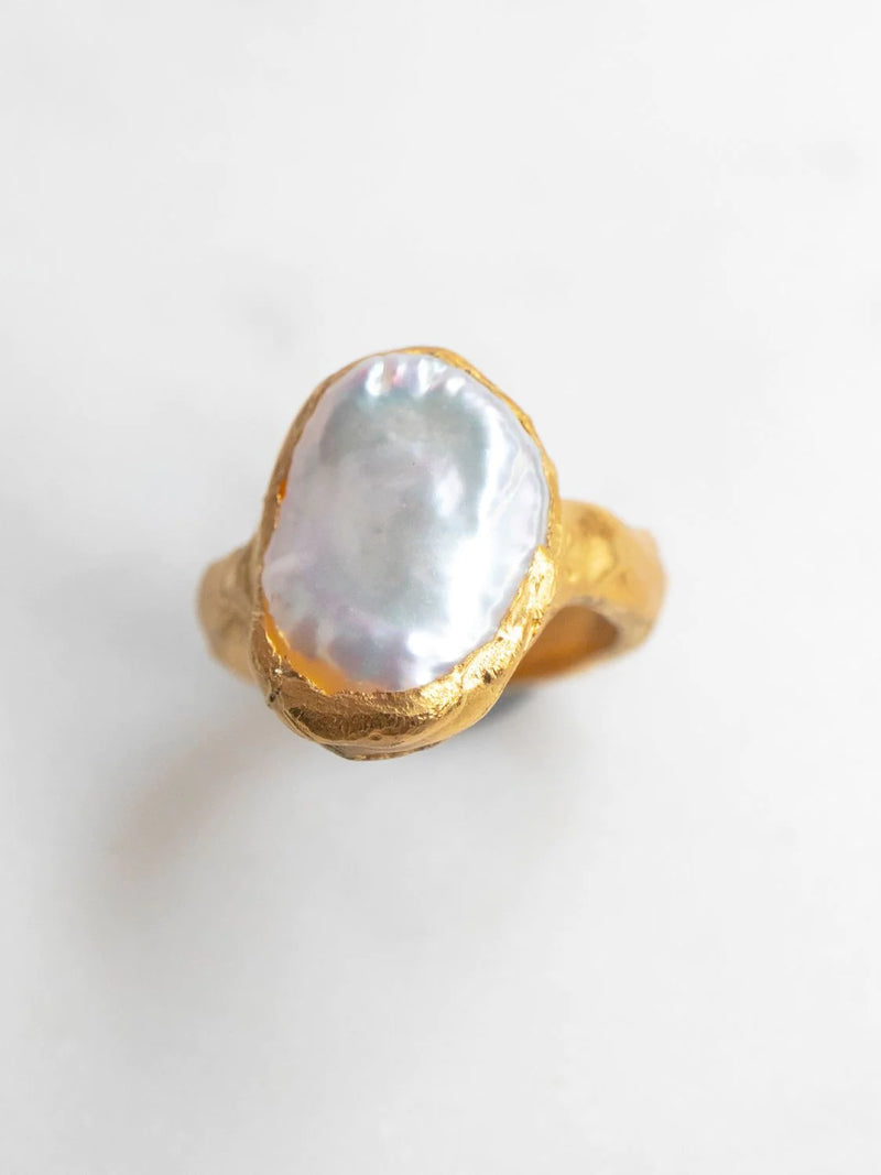 Aurora Pearl Ring - Corail Blanc