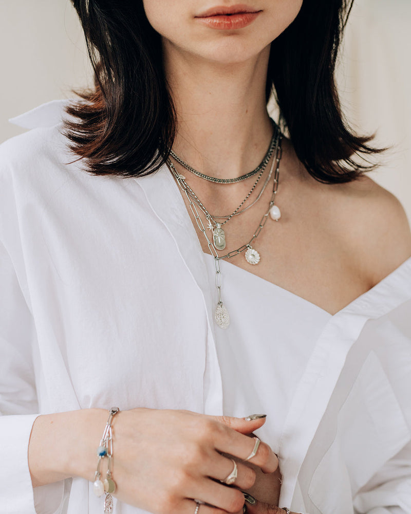 Botani Necklace in Silver - Corail Blanc