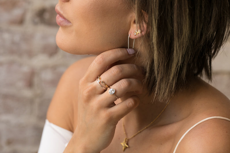 Maria Gold Earrings - Corail Blanc