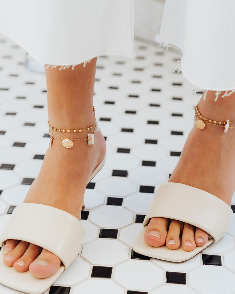 Shelly Anklet in Gold - Corail Blanc