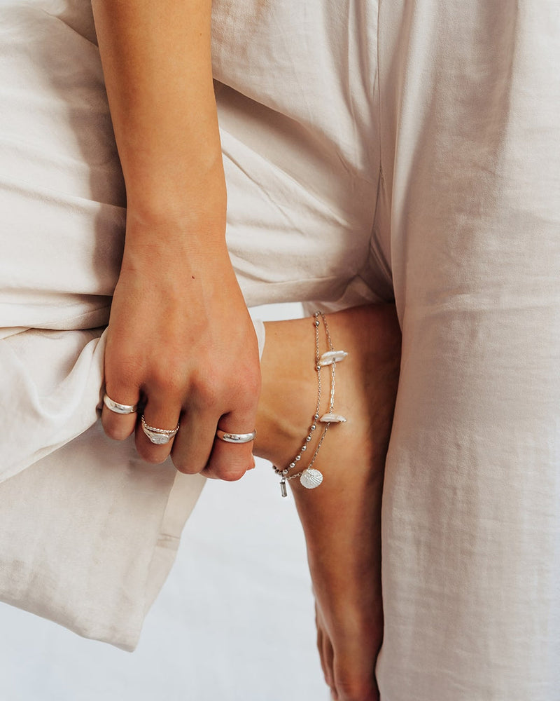 Shelly Anklet in Silver - Corail Blanc
