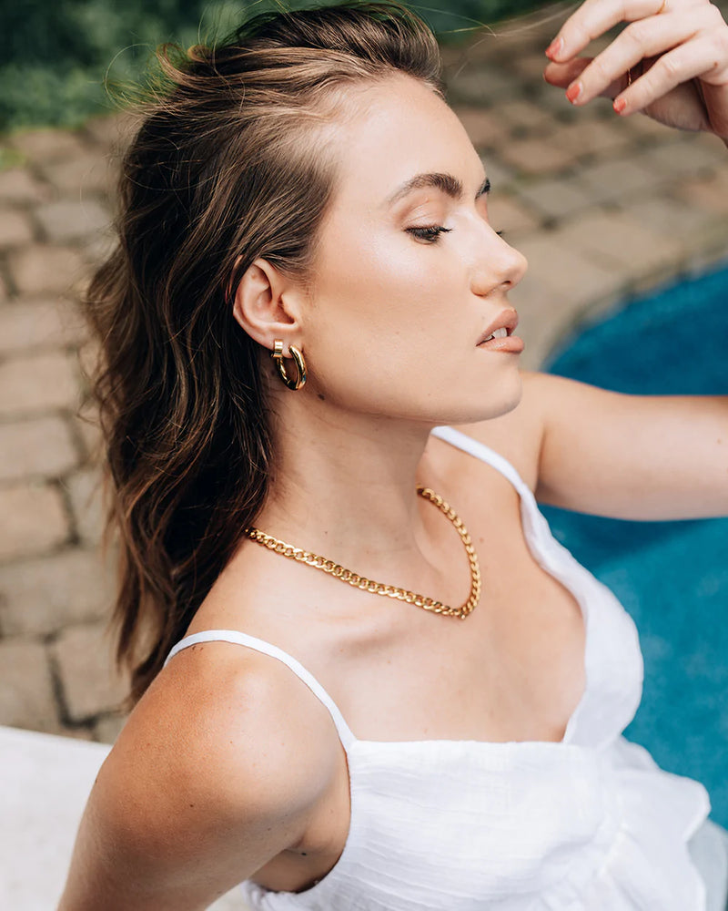 Cobain XL Curb Necklace in Gold - Corail Blanc