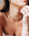 Filet Pearl Necklace in Gold - Corail Blanc
