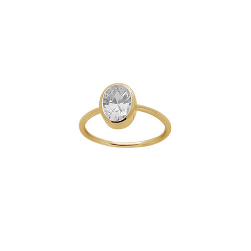 Taylor Crystal Ring in Gold - Corail Blanc