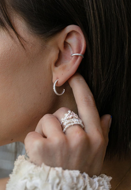 Twisted Ear-cuff in Gold - Corail Blanc