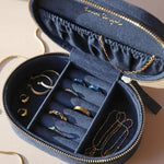 Sun & Moon Oval Jewelry Box in Navy - Corail Blanc