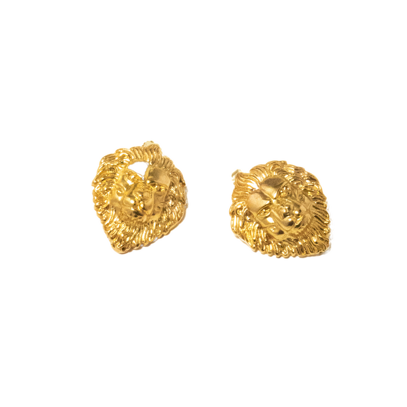 Inanna lion Earrings - Corail Blanc