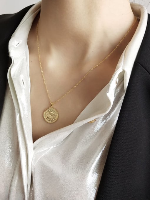 Coin Evil Eye Necklace in Gold - Corail Blanc