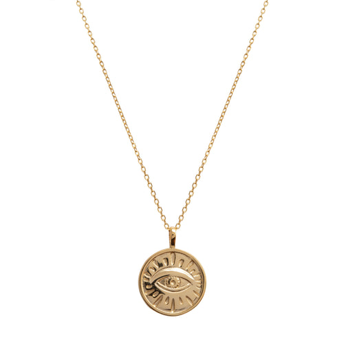 Coin Evil Eye Necklace in Gold - Corail Blanc