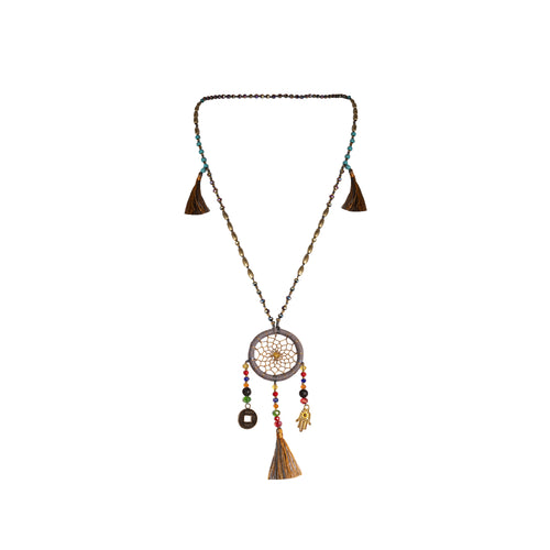 Bali Dreamcatcher Necklace in Grey - Corail Blanc