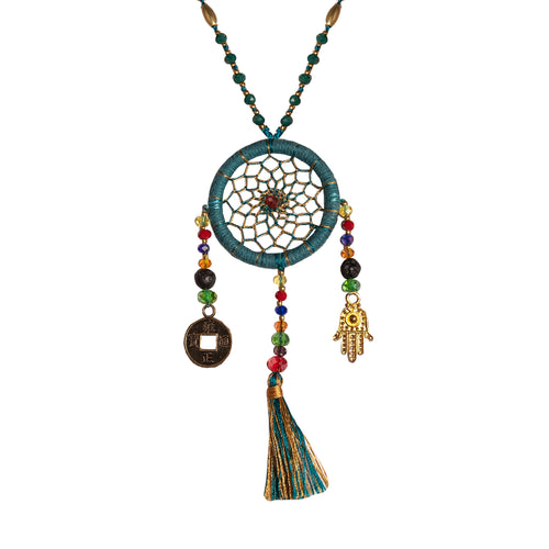 Bali Dreamcatcher Necklace in Turquoise - Corail Blanc