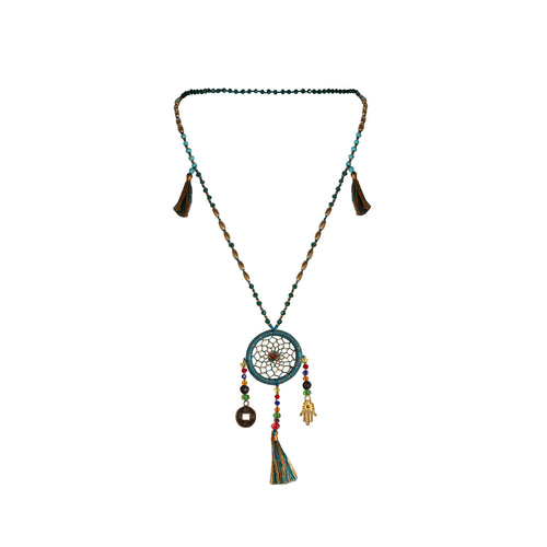 Bali Dreamcatcher Necklace in Turquoise - Corail Blanc