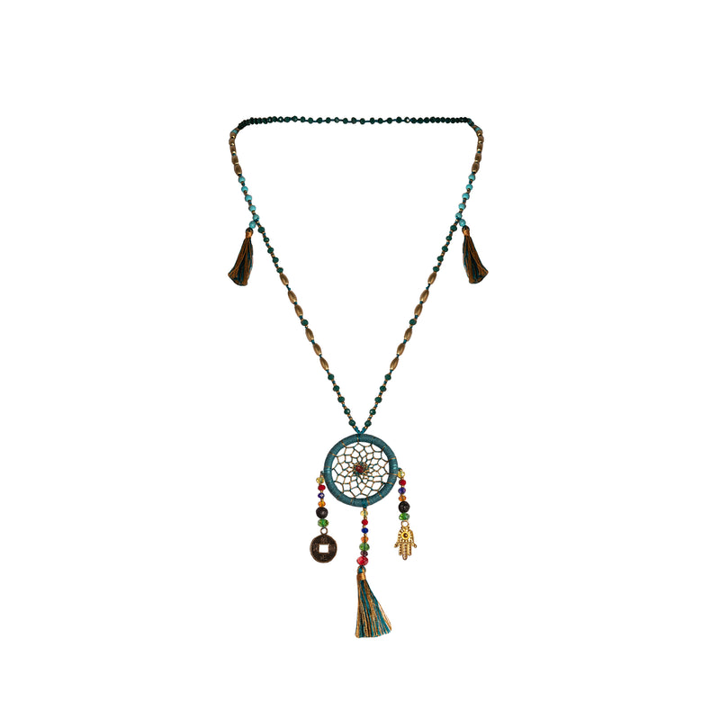 Bali Dreamcatcher Necklace in Turquoise - Corail Blanc