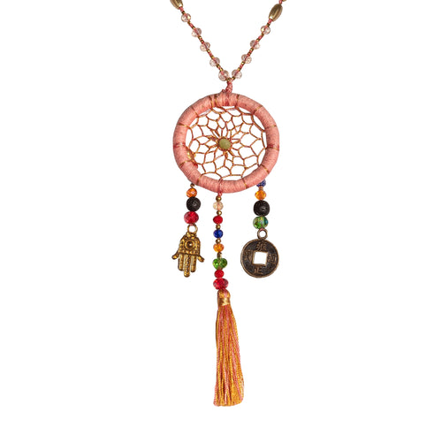 Bali Dreamcatcher Necklace in Pink - Corail Blanc