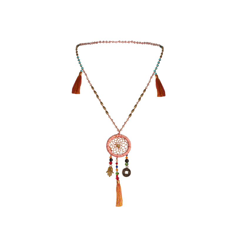 Bali Dreamcatcher Necklace in Pink - Corail Blanc
