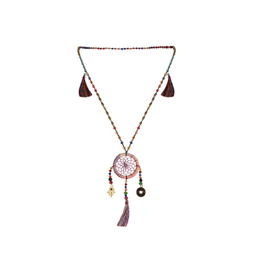 Bali Dreamcatcher Necklace in Purple - Corail Blanc