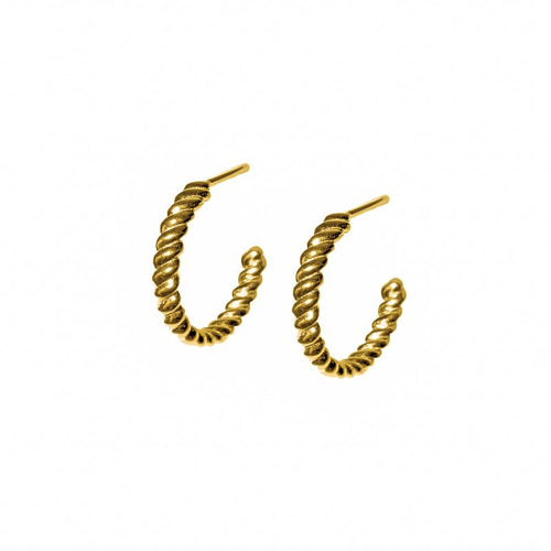 Twisted Hoops in Gold - Corail Blanc