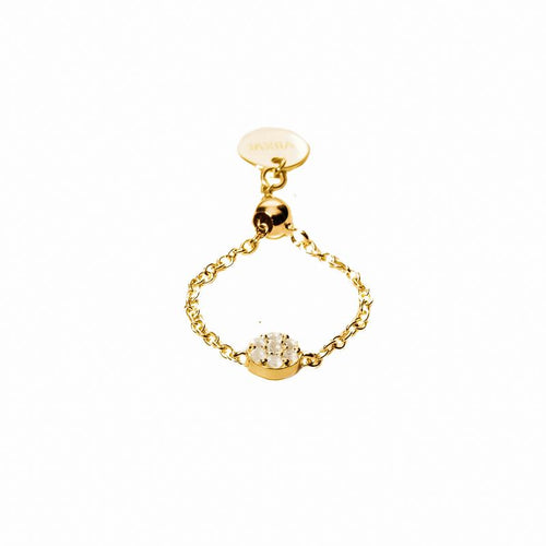 Pavé Chain Ring in Gold - Corail Blanc