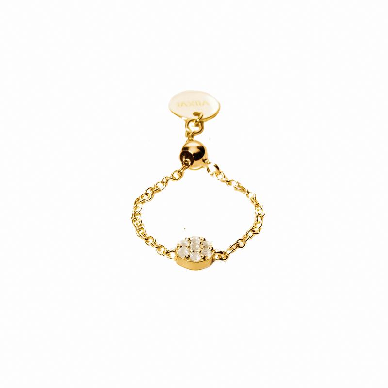 Pavé Chain Ring in Gold - Corail Blanc