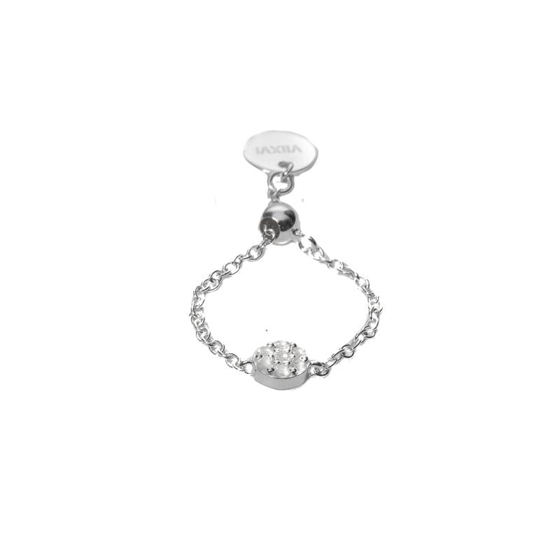 Pavé Chain Ring in Silver - Corail Blanc