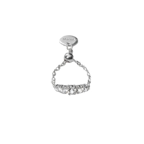 Crystal Chain Ring in Silver - Corail Blanc
