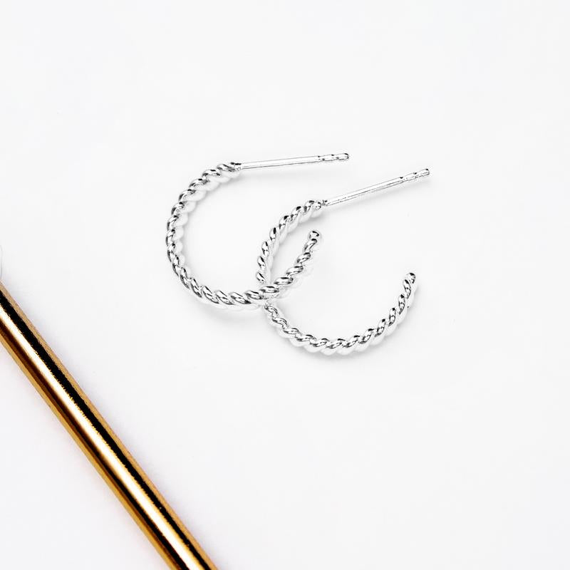 Twisted hoops in Silver - Corail Blanc