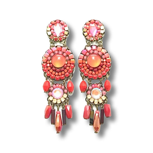 Red velvet Earrings L - Corail Blanc