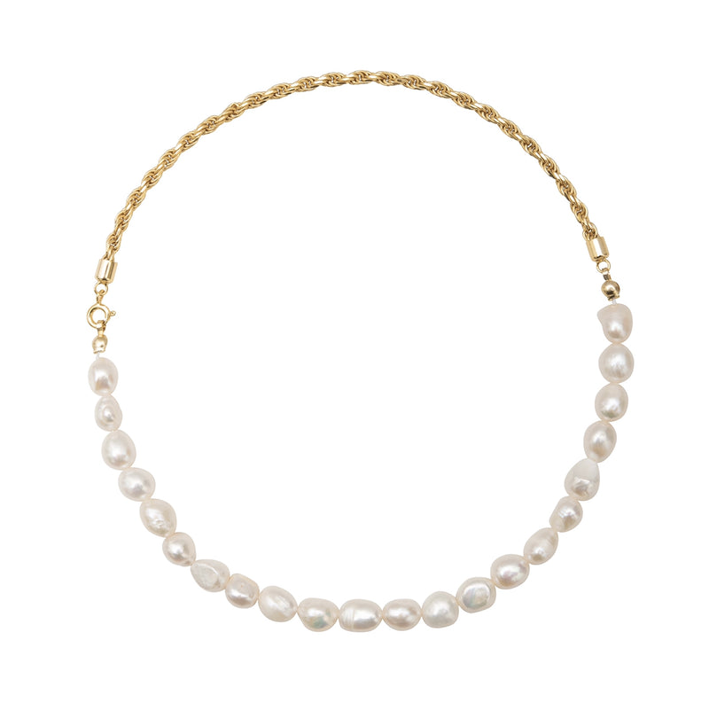 Pearl demi Rope Chain Necklace - Corail Blanc