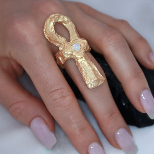 Ankh Ring - Corail Blanc