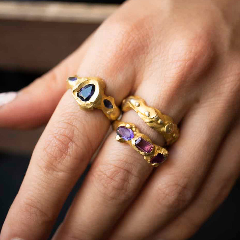 Orion Rubellite and Amethysts Ring - Corail Blanc