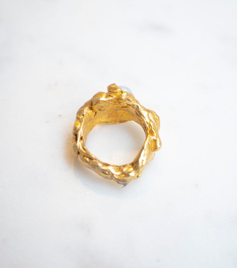 Uranus Pearl Ring - Corail Blanc