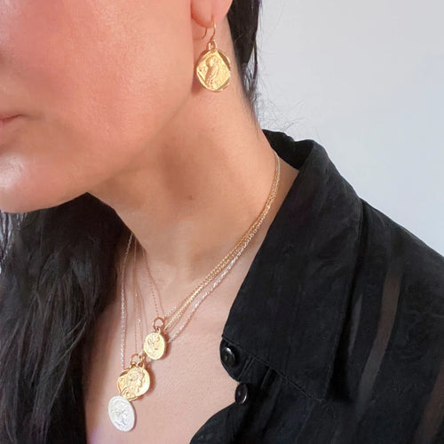 Owl Coin Earring in Gold - Corail Blanc