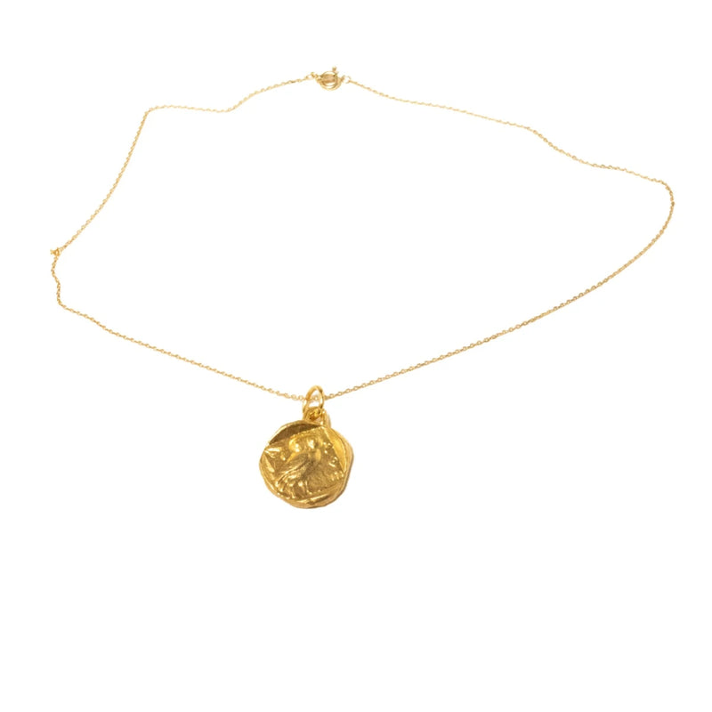 Owl Coin Pendant in Gold - Corail Blanc