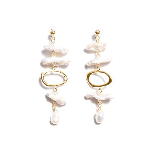 Biwa Earrings in Gold - Corail Blanc