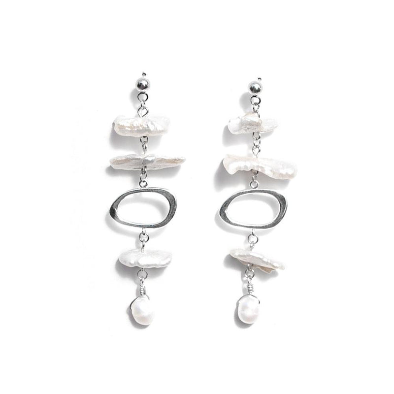 Biwa Earrings in Silver - Corail Blanc