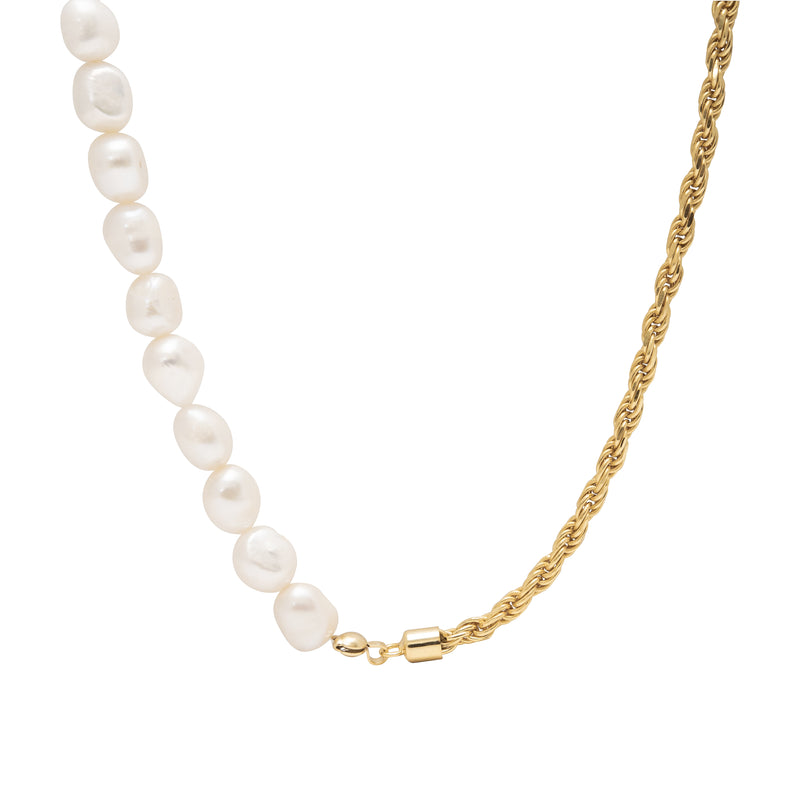 Pearl demi Rope Chain Necklace - Corail Blanc